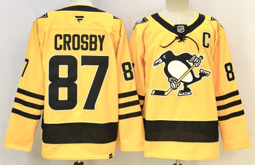 Fanatics Pittsburgh Penguins 87 Sidney Crosby Ice Hockey Jersey Yellow