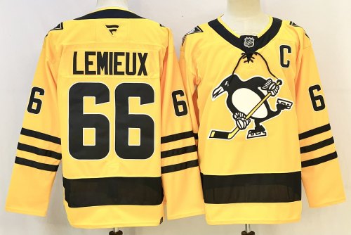 Fanatics Pittsburgh Penguins 66 Mario Lemieux Ice Hockey Jersey Yellow