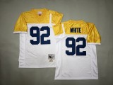Green Bay Packers 92 Reggie White  Football Jersey White and Yellow Retro