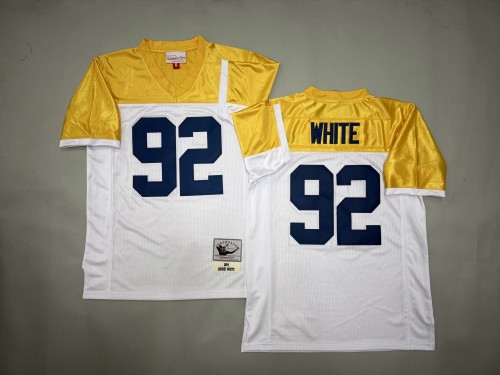 Green Bay Packers 92 Reggie White  Football Jersey White and Yellow Retro