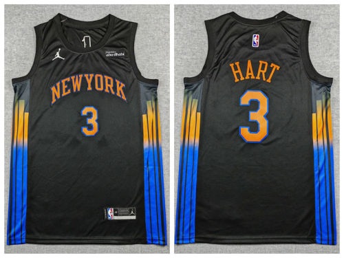 Jordan New York Knicks 3 Josh Hart Basketball Jersey Navy Blue