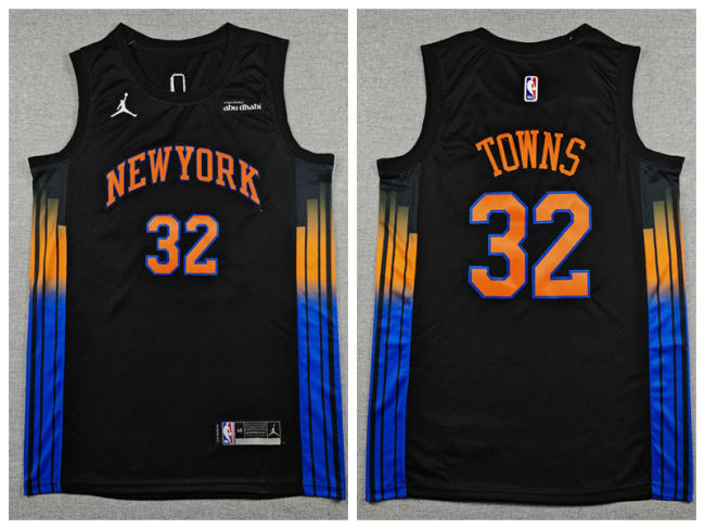 Jordan New York Knicks 32 Karl-anthony Towns Basketball Jersey Black