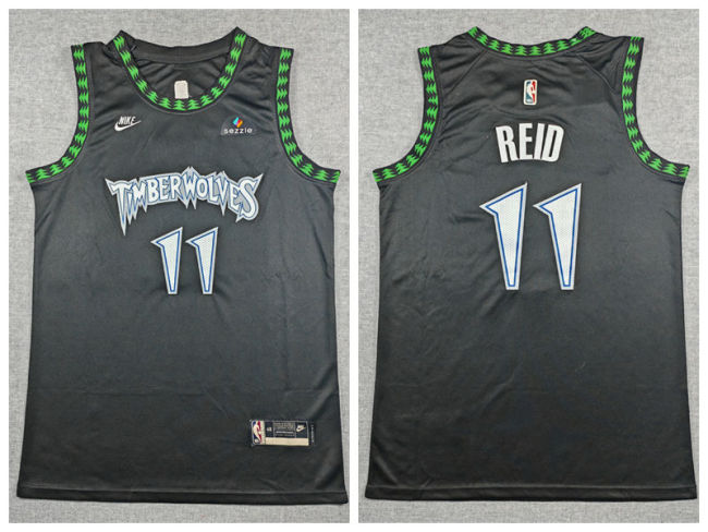 Youth Minnesota Timberwolv 11 Naz Reid Basketball Jersey Black Retro