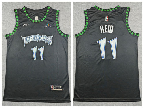 Minnesota Timberwolv 11 Naz Reid Basketball Jersey Black Retro