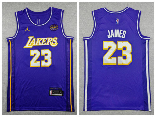 Jordan Los Angeles Lakers 23 LeBron James Basketball Jersey Purple