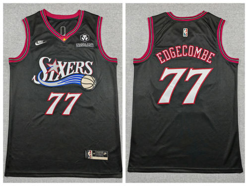Philadelphia 76ers 77 Vj Edgecombe Basketball Jersey Black Retro
