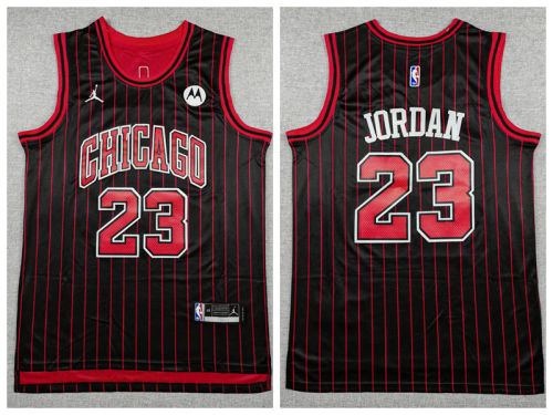 Jordan Chicago Bulls 23 Michael Jordan Basketball Jersey Black stripes