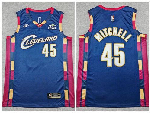 Cleveland Cavaliers 45 Donovan Mitchell Basketball Jersey Navy Blue