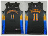 Jordan New York Knicks 11 Jalen Brunson Basketball Jersey Black