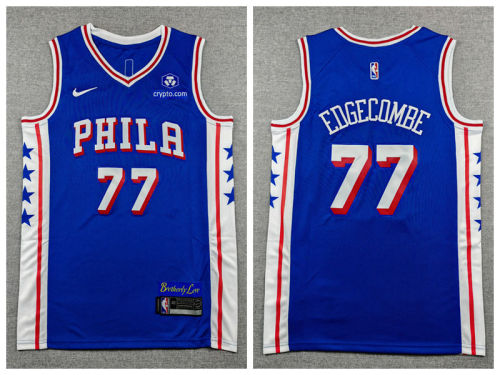Philadelphia 76ers 77 Vj Edgecombe Basketball Jersey Blue