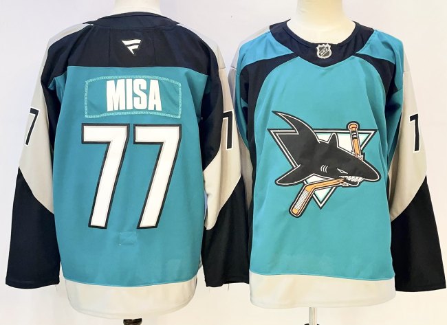 Fanatics San Jose Sharks 77 Michael Misa Ice Hockey Jersey Green