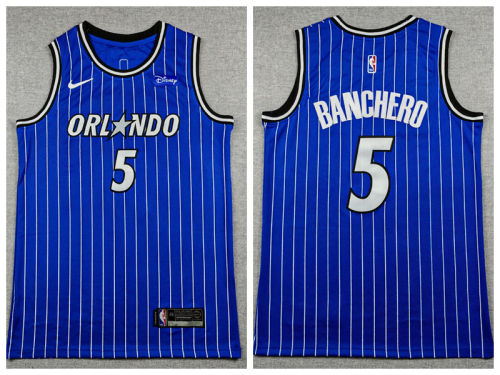 Orlando Magic 5 Paolo Banchero Basketball Jersey blue stripes