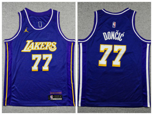 Youth Jordan Los Angeles Lakers 77 Luka Doncic Basketball Jersey Purple