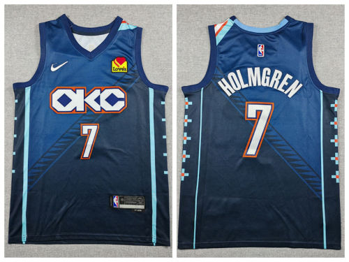 Oklahoma City Thunde 7 Chet Holmgren Basketball Jersey City Edition