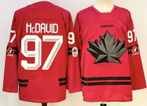 Canada 97 Connor McDavid Ice Hockey Jersey Red Olympic Games