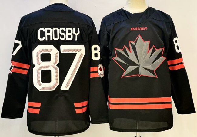 Canada 87 Sidney Crosby Ice Hockey Jersey Black Olympic Games