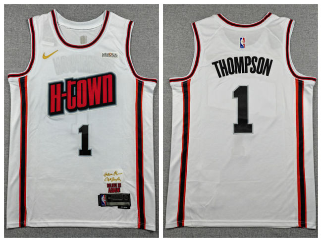 Houston Rockets 1 Amen Thompson Basketball Jersey White