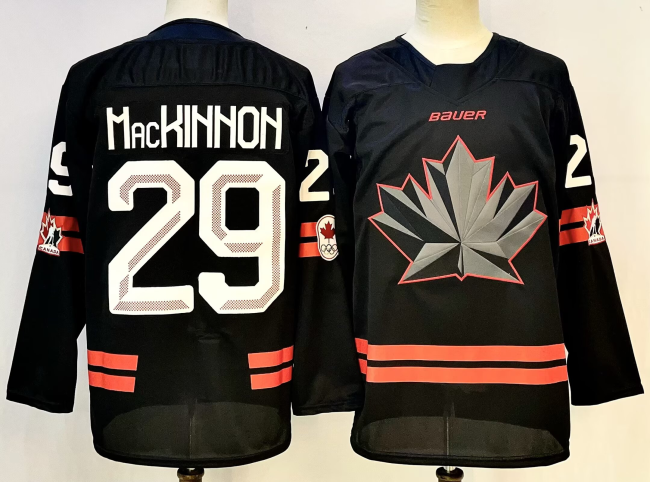 Canada 29 Mackinnon Ice Hockey Jersey Black Olympic Games