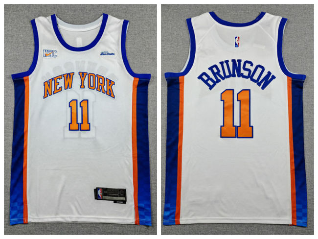 New York Knicks 11 Jalen Brunson Basketball Jersey White