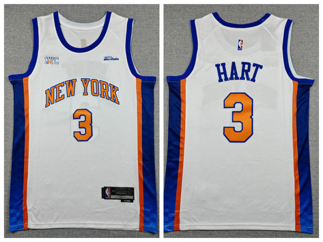 New York Knicks 3 Josh Hart Basketball Jersey White