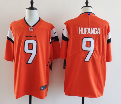 Denver Broncos 9 Talanoa Hufanga Football Jersey Limited Orange