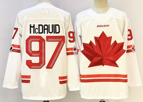 Canada 97 Connor McDavid Ice Hockey Jersey White Olympic Games