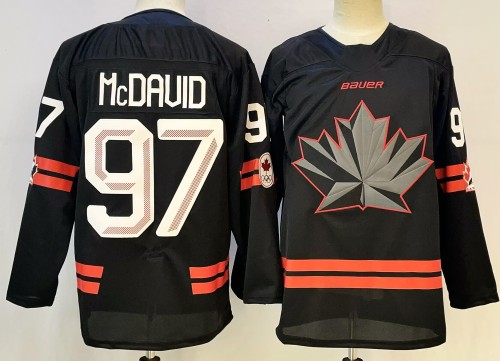 Canada 97 Connor McDavid Ice Hockey Jersey Black Olympic Games