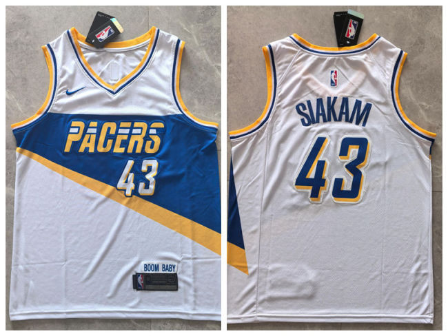 Indiana Pacers 43 Pascal Siakam Basketball Jersey White City Edition