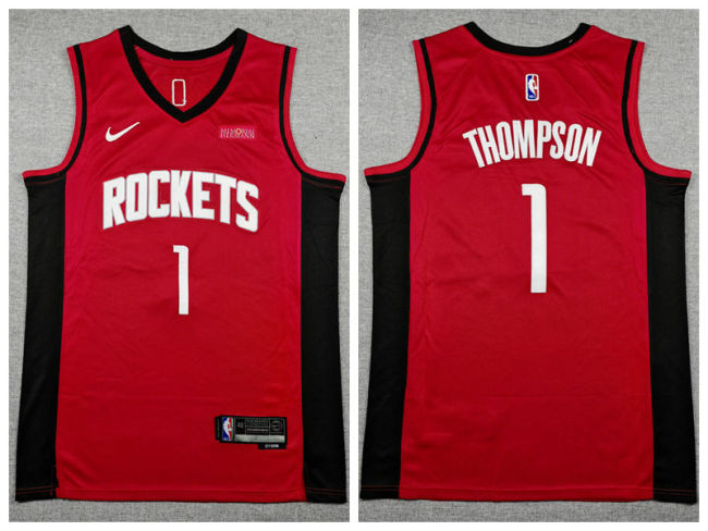 Houston Rockets 1 Amen Thompson Basketball Jersey Red