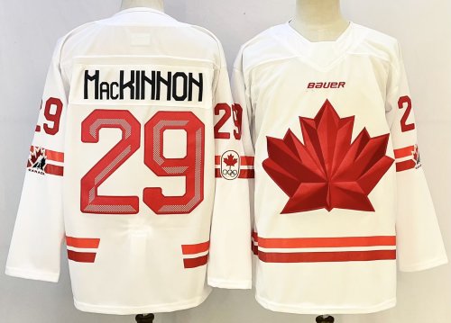 Canada 29 Mackinnon Ice Hockey Jersey White Olympic Games