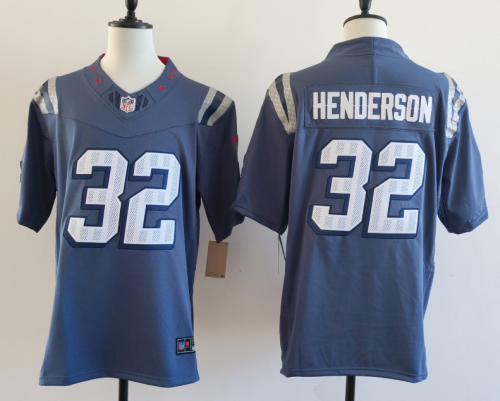 New England Patriots 32 TreVeyon Henderson Football Jersey Grey retro
