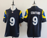 St. Louis Rams 9 Matthew Stafford Football Jersey Black Retro Three Dynasties