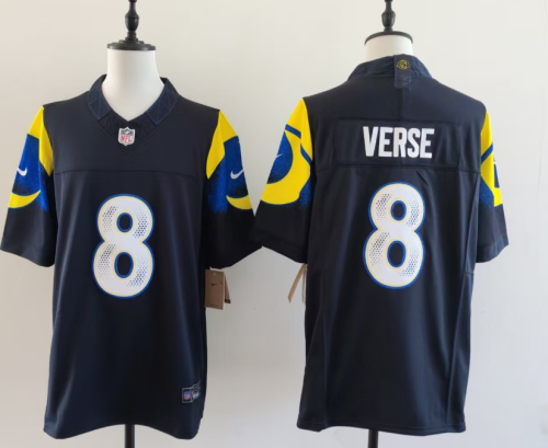 St. Louis Rams 8 Jared Verse Football Jersey Black Retro Three Dynasties