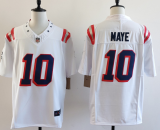 New England Patriots 10 Drake Maye Football Jersey Legend White Three Dynasties