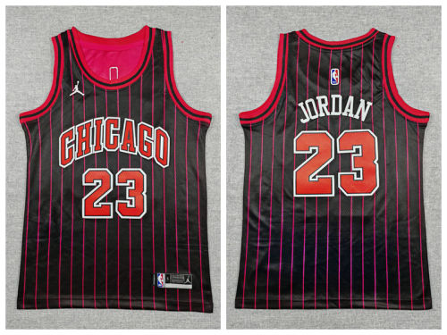Youth Jordan Chicago Bulls 23 Michael Jordan Basketball Jersey Black stripes