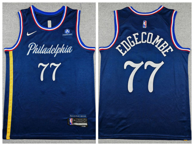 Philadelphia 76ers 77 Vj Edgecombe Basketball Jersey Navy Blue