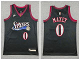 Youth Philadelphia 76ers 0 Tyrese Maxey Basketball Jersey Black Retro