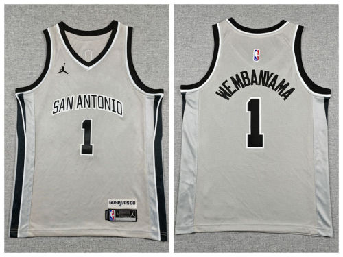 Youth San Antonio Spurs 1 Victor Wembanyama Basketball Jersey Gray City version