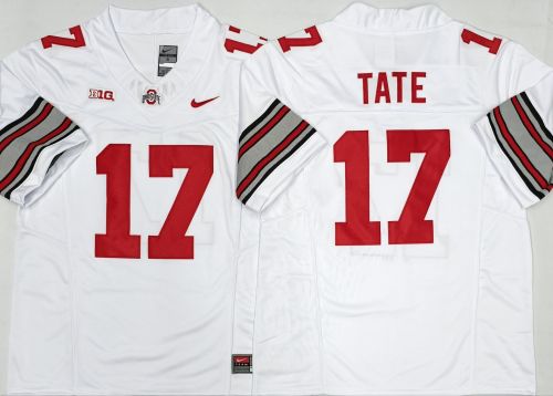 Ohio State 17 Carnell Tate College Football Jersey White Three Dynasties