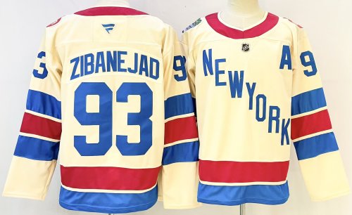 Fanatics New York Rangers 93 Mika Zibanejad Ice Hockey Jersey Beige