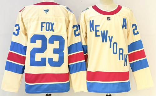 Fanatics New York Rangers 23 Adam Fox Ice Hockey Jersey Beige
