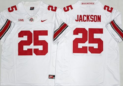 Ohio State 25 Bo Jackson College Football Jersey White Three Dynasties