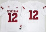 Texas A&M Aggies 12 No Name College Football Jersey White Three Dynasties