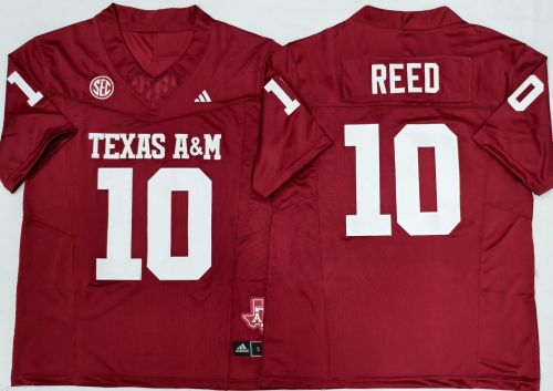 Texas A&M Aggies 10 Marcel Reed College Football Jersey Red Three Dynasties