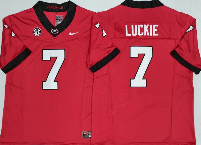 GEORGIA bulldogs 7 Lawson Luckie Coolege Football Jersey Red Three Dynasties