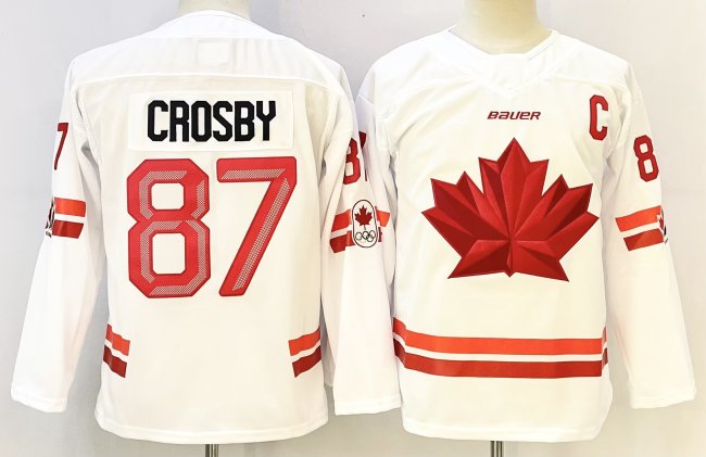 Youth Canada 87 Sidney Crosby Ice Hockey Jersey White Olympic Games