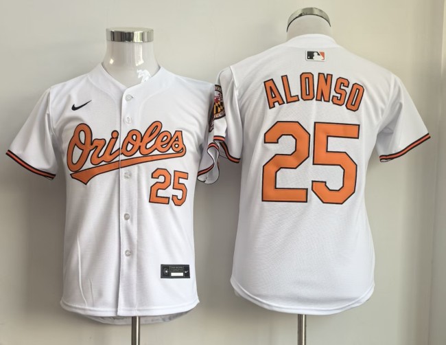 Youth Baltimore Orioles 25 Pete Alonso Baseball Jersey White