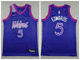 Youth Minnesota Timberwolv 5 Anthony Edwards Basketball Jersey purple