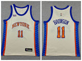 Youth New York Knicks 11 Jalen Brunson Basketball Jersey Beige