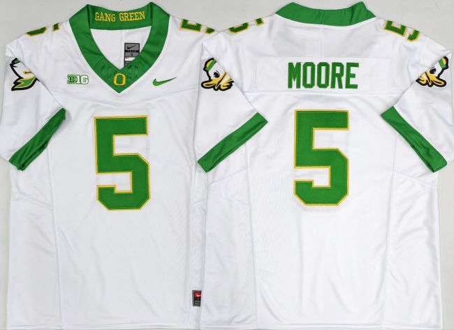 Oregon Ducks 5 Dante Moore College Football Jersey White Three Dynasties